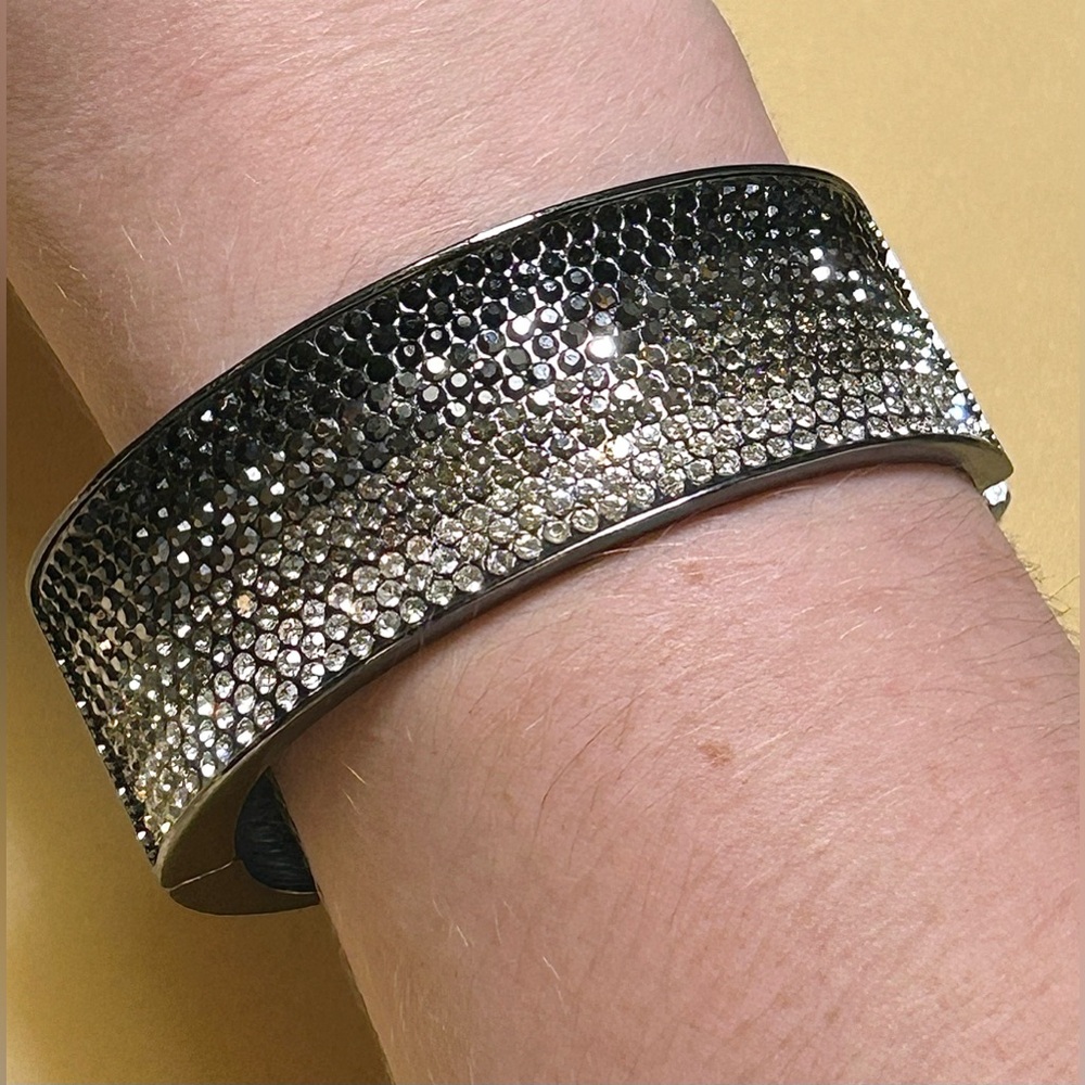 Lia Sophia “Paris Lights” Hinged Hematite Tone Bangle Bracelet - Picture 4 of 14
